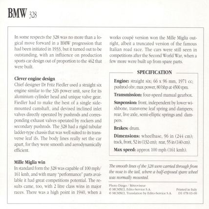 Collectors Club Classic Cars. BMW 328