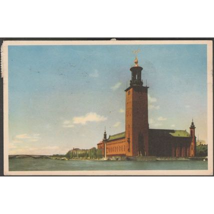 Stadshuset med Västerbron, Stockholm, 1948 - Sago-Konst Vykort