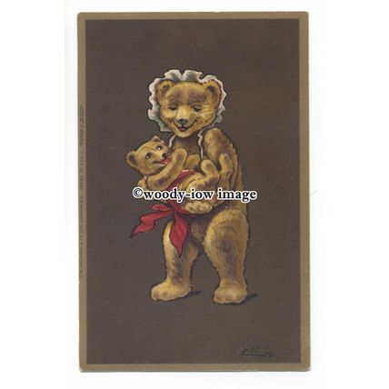 su3071 - Teddy Mother cradling Baby Teddy - Artist - Ellam - postcard
