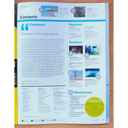 ROYAL AERONAUTICAL SOCIETY MAGAZINE, AEROSPACE: issue August 2018
