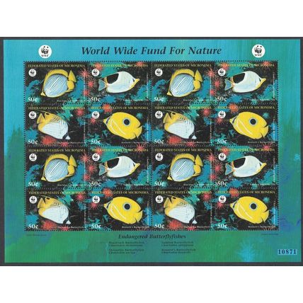 Micronesia WWF Butterflyfishes Sheetlet of 4 sets 1997 MNH SG#579-582