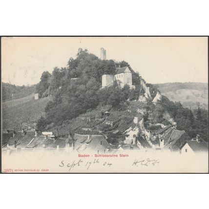 Schlossruine Stein, Baden, 1904 - Photoglob AK
