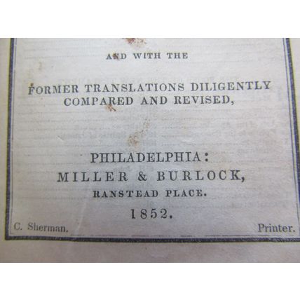 Antique Leather Bound 1852 Miniature The Holy Bible by C.Sherman, Philadelphia.