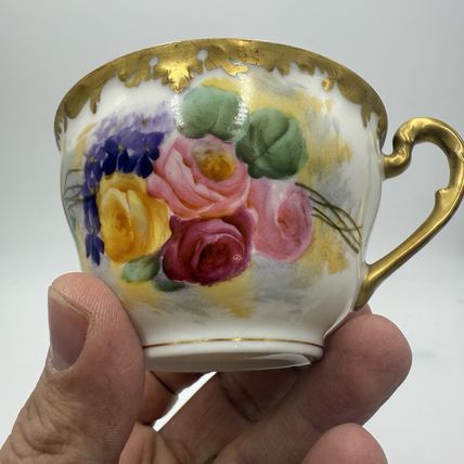 Antique T&V Limoges France Roses Gold Gilt Hand Painted Edwardian Age Tea Cup
