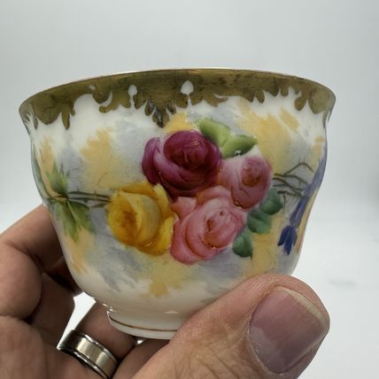Antique T&V Limoges France Roses Gold Gilt Hand Painted Edwardian Age Tea Cup