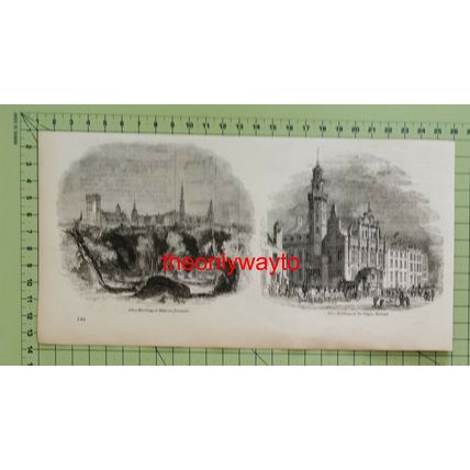 Buildings Elsinore, Denmark & Hague, Holland, Book Illustration (Print), 1850