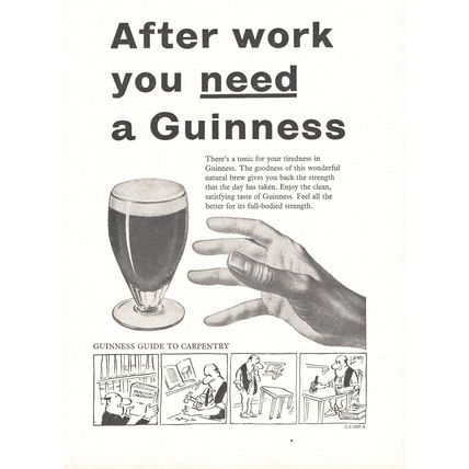 GUINNESS DRINK (guide to carpentry) :- Original Vintage 1961 Advert <> POST FREE