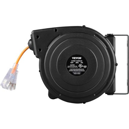 VEVOR Retractable Extension Cord Reel, 50 FT Heavy Duty 14AWG/3C SJTOW Power Cor