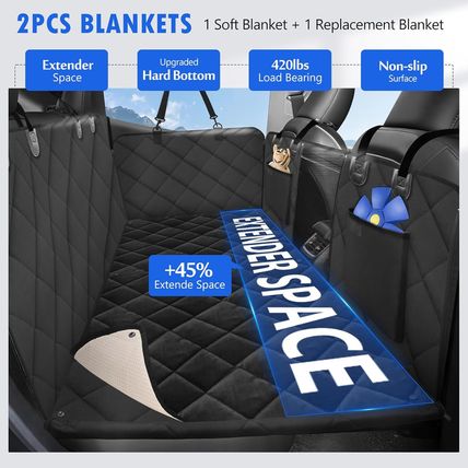 Back Seat Extender for Dogs-With Removable Soft Blankets, Hard Bottom Dog Car Se