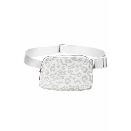 White Leopard Print Buckle Canvas Chest Bag 20*5*14cm