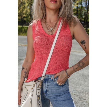 Flamingo Textured Knit U Neck Slim Fit Sweater Vest