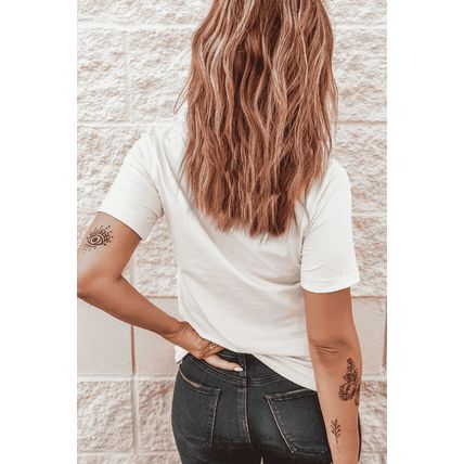 White Star Floral American Flag Printed T Shirt