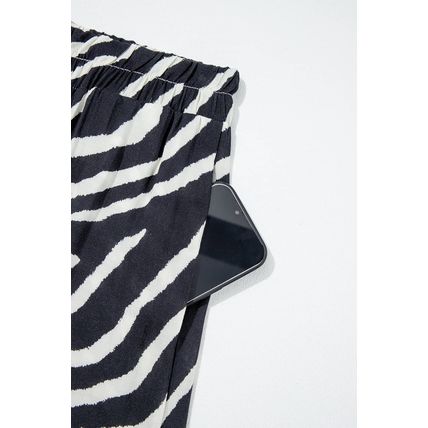 Black Zebra Striped Summer Wide Leg Pants