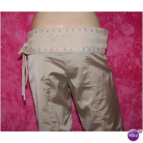 Karen Millen Gold Trousers with Faux Suede Belt Size 12 New With Tag Designer