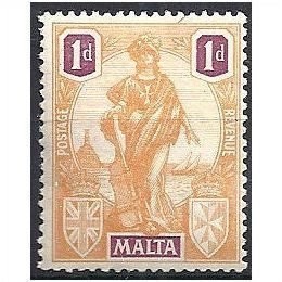 Malta 1922 SG125 1d Orange & Purple Mounted Mint. .