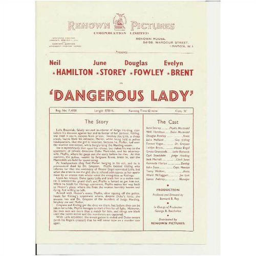 DANGEROUS LADY Neil Hamilton, June Storey, Douglas Fowley Press Sheet