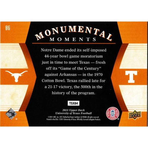 2011 UD University of Texas - #86 - 1970 Cotton Bowl Monumental Moments