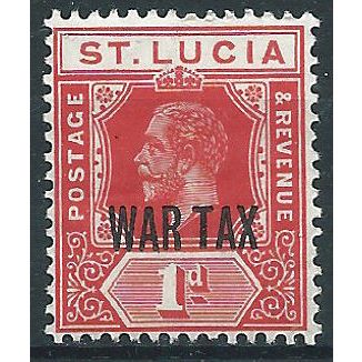 St Lucia 1916 SG89 1d Scarlet WAR TAX Mounted Mint .. ..