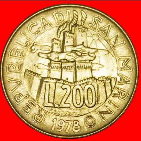 SUN: SAN MARINO ★ 200 LIRE 1978 UNC MINT LUSTER! LOW START★NO RESERVE!