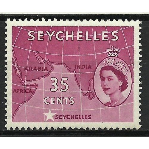 Seychelles QEII 1956 35c Crimson Mounted Mint MM SG 180a Stamp Map Indian Ocean