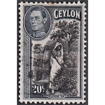 CEYLON, 1938-52 20c George VI, SG 391 (Scott 283), used
