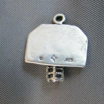 VINTAGE STERLING SILVER 3D BASKETBALL MOM PENDANT CHARM Sports USA MADE