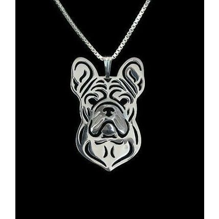 French Bull Dog Necklace Silver Frenchie Pendant...Gift Boxed...UK
