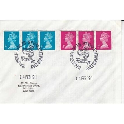 GB 1991 St Valentines Day Salisbury Wiltshire Special Cancel Cover typed VGC