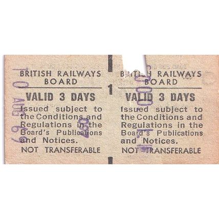 WATERLOO - CLANDON via CLAYGATE 1969 British Railways Board Ticket BRB 0109