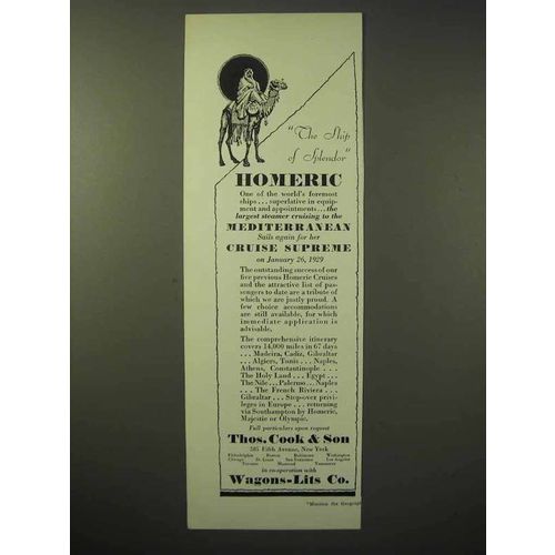 1929 Thos. Cook & Son Cruise Ad - The Ship of Splendor