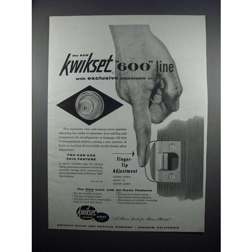 1954 Kwikset 600 Line Locksets Ad