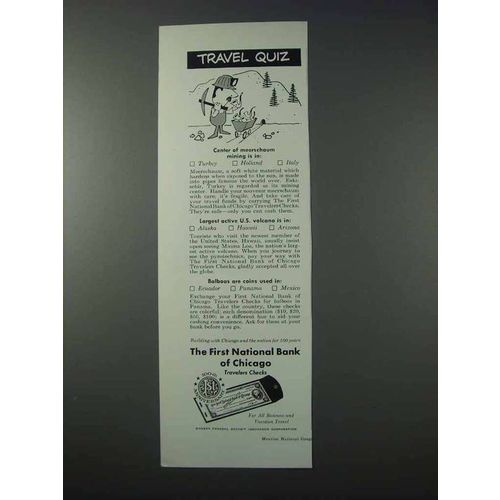 1963 The First National Bank of Chicago Ad - Travel