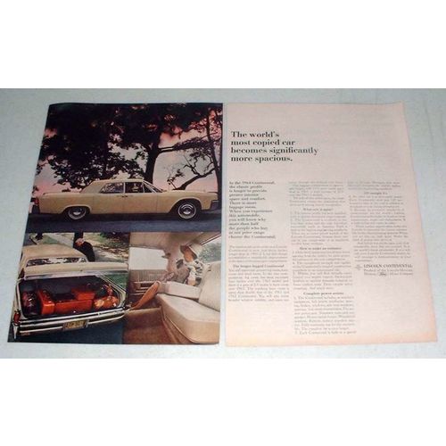 1964 Lincoln Continental Car Ad - Most Copied Car