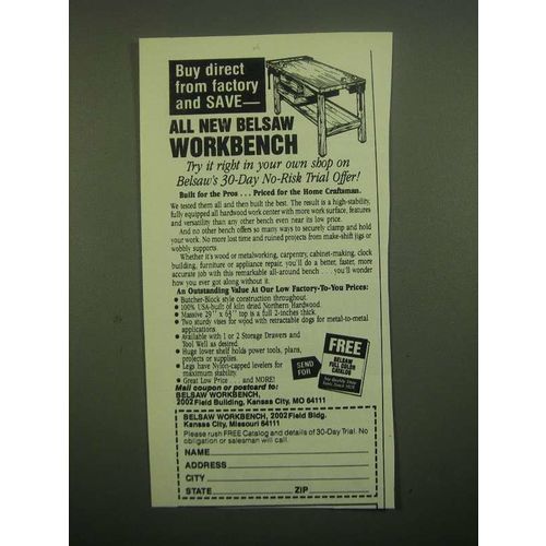 1980 Belsaw Workbench Ad - Buy Direct From Factory and Save