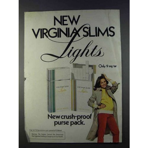 1980 Virginia Slims Lights Cigarettes Ad - Crush-Proof Purse Pack