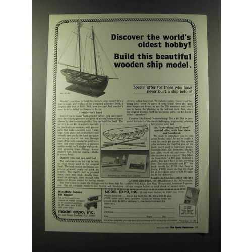 1986 Model Expo AL150 Swift Wooden Ship Ad - Discover the world's oldest hobby!