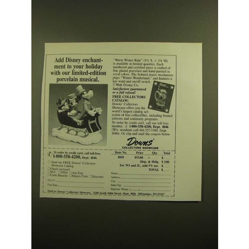 1988 Downs' Collectors Showcase Disney Warm Winter Ride Ad