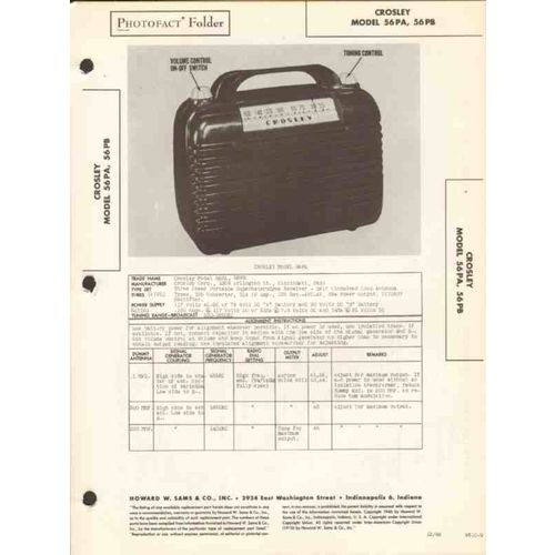 CROSLEY model 56PA 56PB AM radio receiver Sams Photofact manual