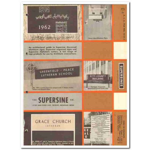 SUPERSINE COMPANY 1964 Aluminum plastic signs letters vintage catalog