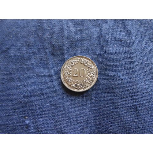 1938 SWITZERLAND 20 RAPPEN COIN.