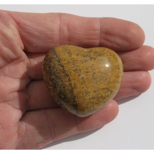 B Picture Jasper Puffed Heart Palm Stone Touch Gemstone Metaphysical Energy Work