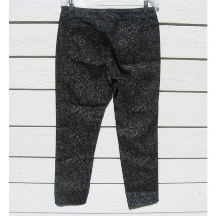 Womens Apt. 9 Navy Blue Jean 33 Waist Gold Stencil Skinny Leg EUC Print Pants
