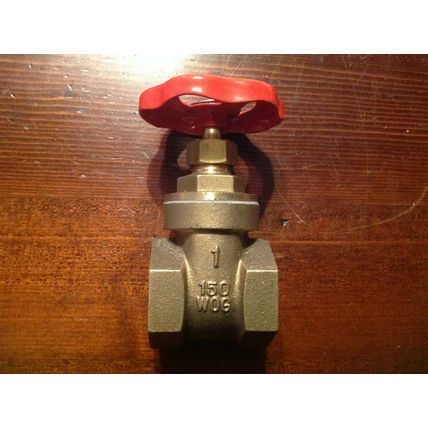 2 Brass Gate Valves With Red Handle Female x Female 1"