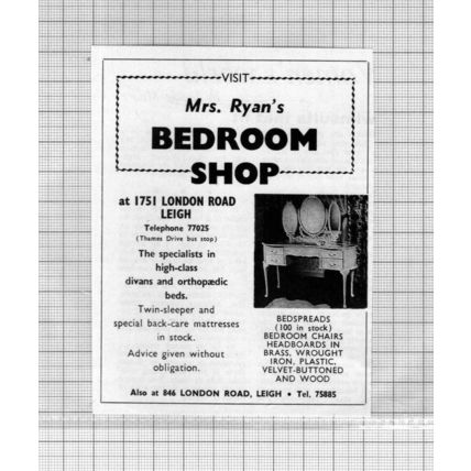 Mrs Ryan's Bedroom Shop 1751 London Rd Leigh on Sea Advert -1968 Clipping
