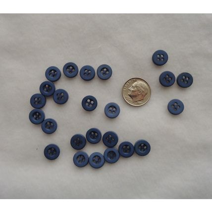 JJ25 Blue Round Buttons 4 Hole 9mm 3/8 Resin 25 Pieces Sewing Crafting