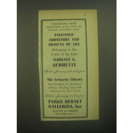 1945 Parke-Bernet Galleries Advertisement - Florence S. Schuette