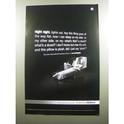 2008 American Airlines Ad - Night Night. Lights out.