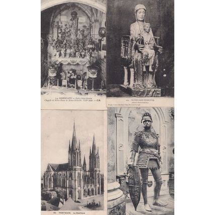 Notre Dame D'Orcival Pontmain Bordeaux King Arthur 4x French Statue Postcard s