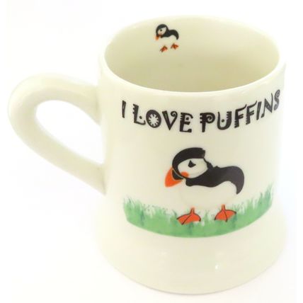 I Love Puffins Mug Ceramic Tankyard Style 9.5 CM