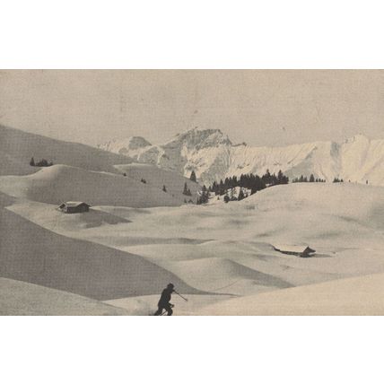 Alpine Skiing at Adelboden Gilbach Old Switzerland Postcard